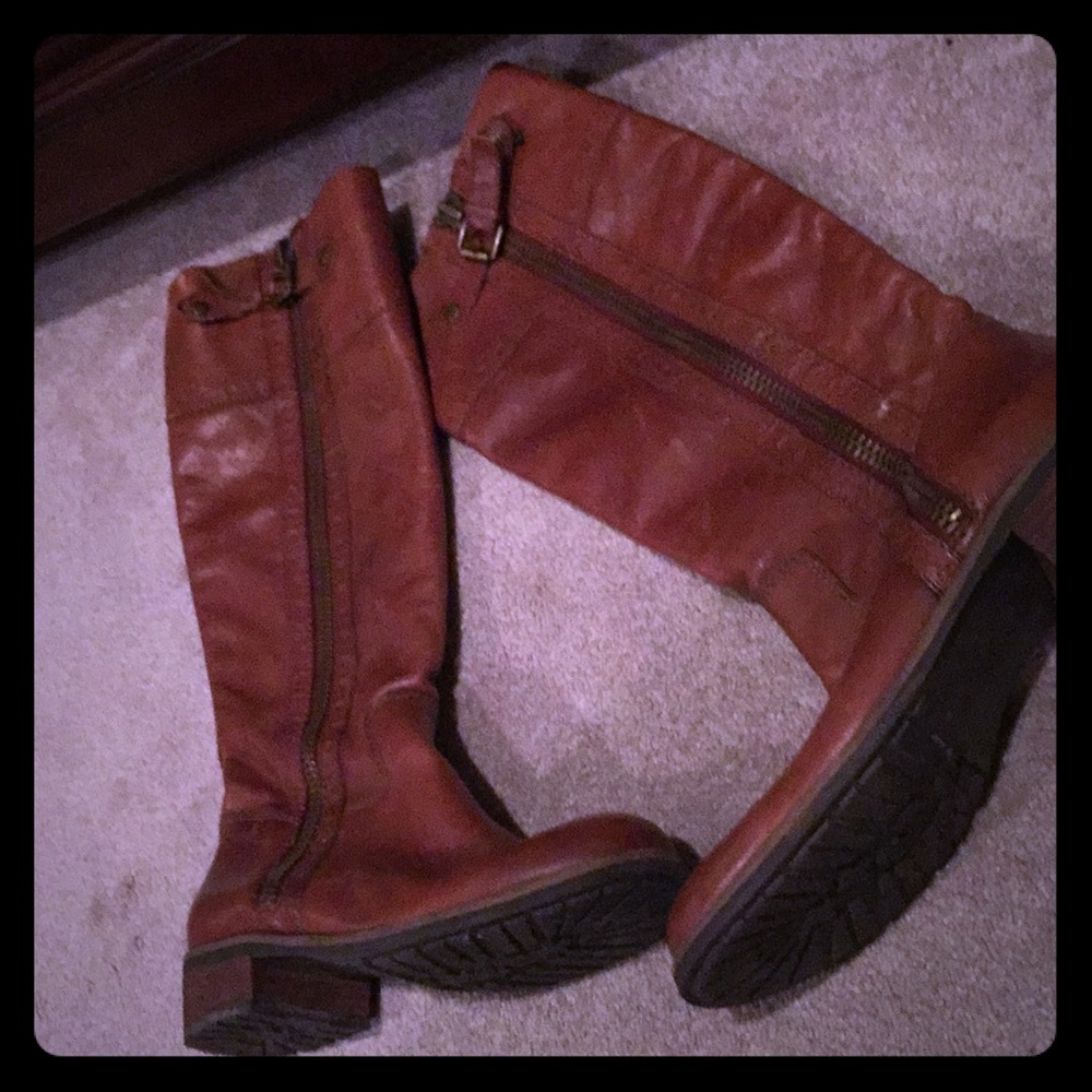 Franco Sarto Brown Leather Knee Boots